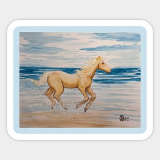 The horse running on the beach Sticker